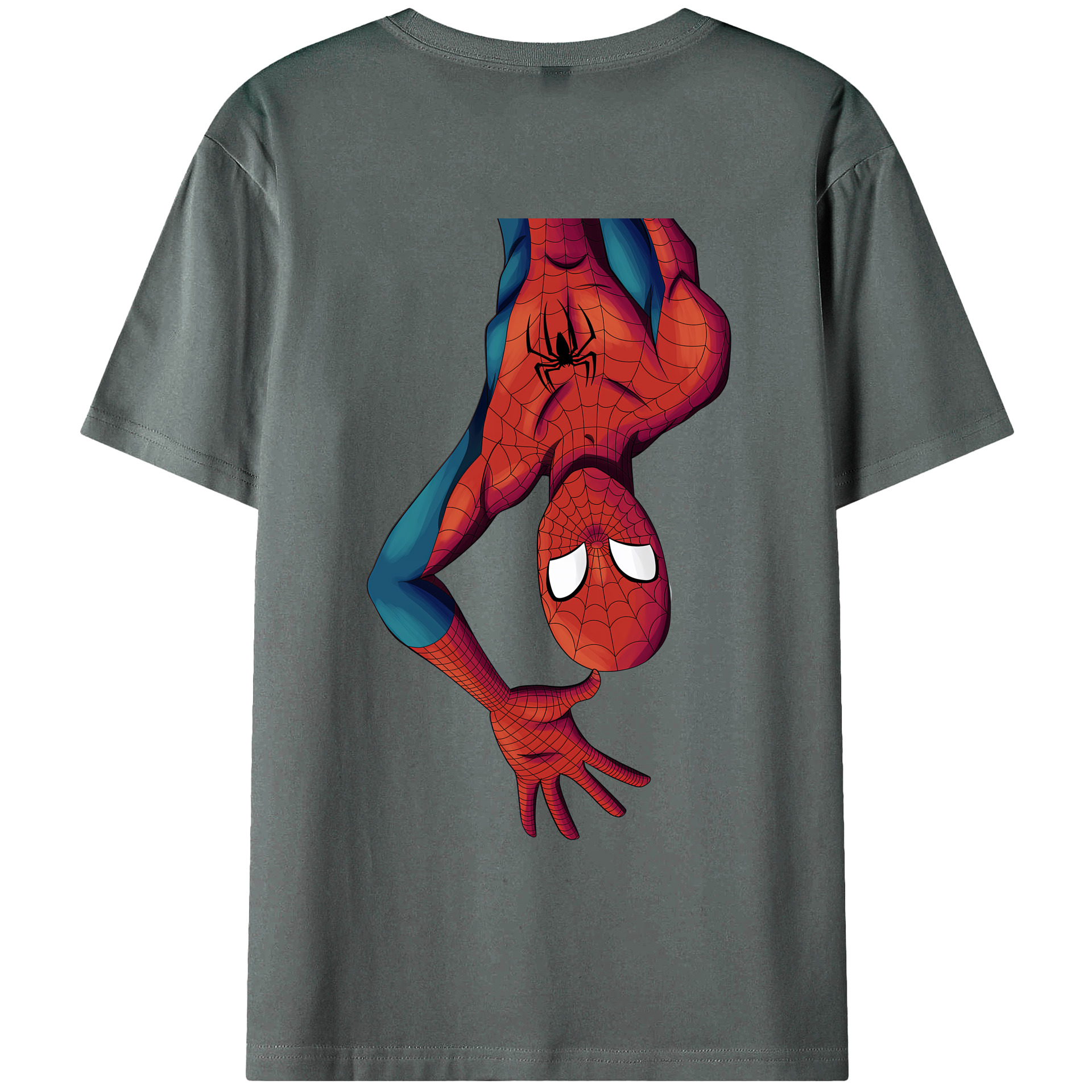 （画像用） Spider Man スパイダーマン 綿100％ メンズ半袖Tシャツ（バックプリント） 通気性